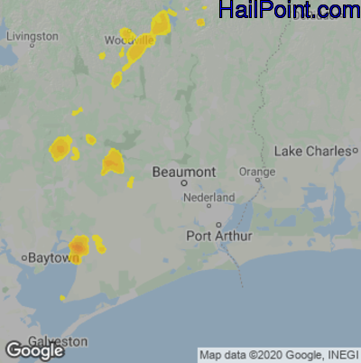 Hail Map for Beaumont, TX Region on May 27, 2025