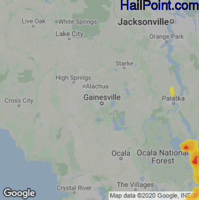 Hail Map for Gainesville, FL Region on May 27, 2025