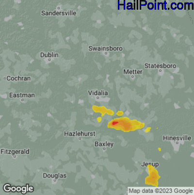 Hail Map Vidalia, GA May 27, 2025 