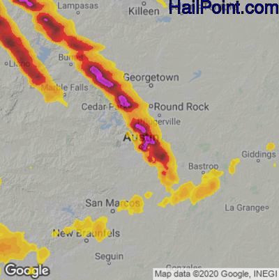 Hail Map Austin, TX May 28, 2025 