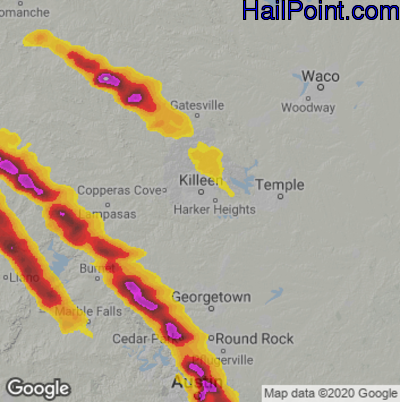 Hail Map Killeen, TX May 28, 2025 