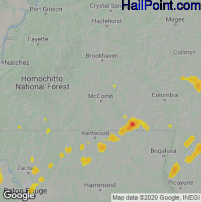 Hail Map McComb, MS May 28, 2025 