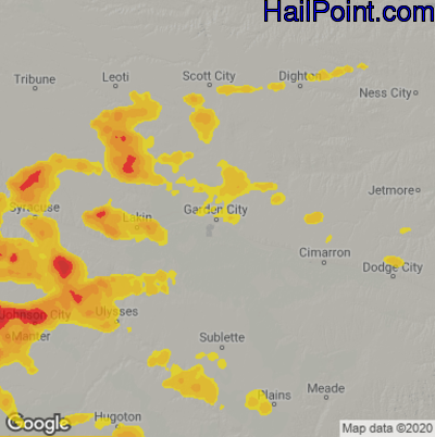 Hail Map Garden City, KS May 28, 2025 