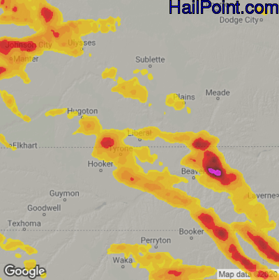 Hail Map Liberal, KS May 28, 2025 