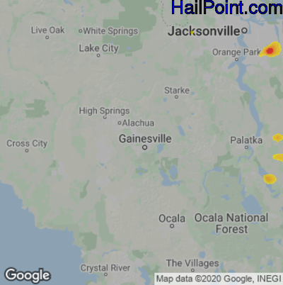 Hail Map Gainesville, FL May 28, 2025 