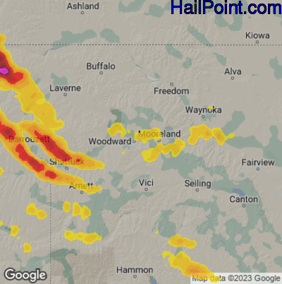 Hail Map Woodward, OK May 28, 2025 