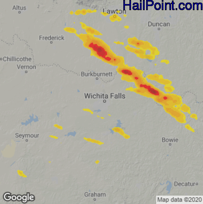 Hail Map for Wichita Falls, TX Region on May 29, 2025
