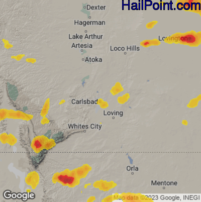 Hail Map for Carlsbad, NM Region on May 29, 2025 
