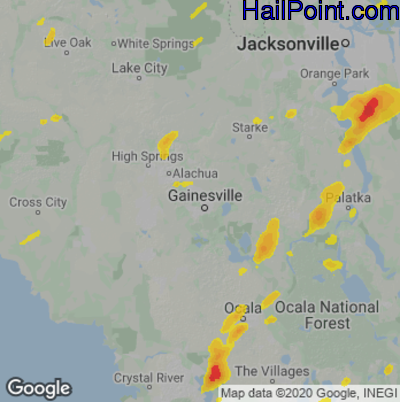 Hail Map for Gainesville, FL Region on May 29, 2025