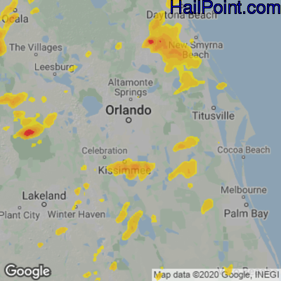 Hail Map for Orlando, FL Region on May 29, 2025