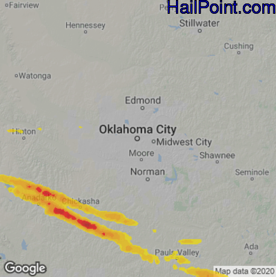 Hail Map Oklahoma City, OK May 29, 2025 