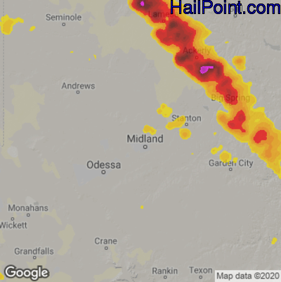 Hail Map Midland, TX May 29, 2025 