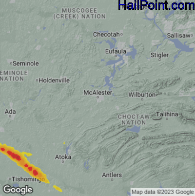 Hail Map Mcallster, OK May 30, 2025 