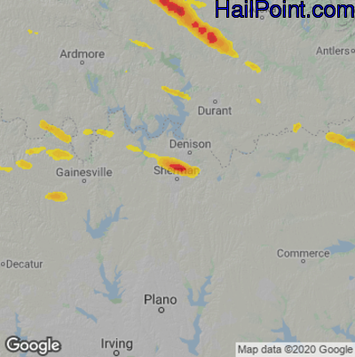 Hail Map Sherman, TX May 30, 2025 