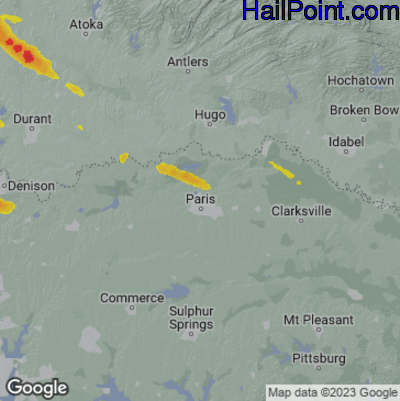 Hail Map Paris, TX May 30, 2025 