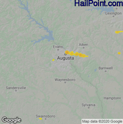 Hail Map Augusta, GA May 30, 2025 