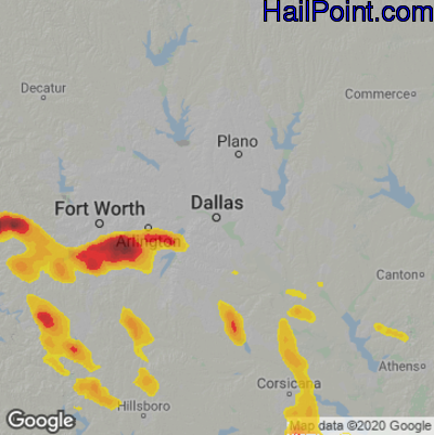 Hail Map Dallas, TX June 01, 2025 
