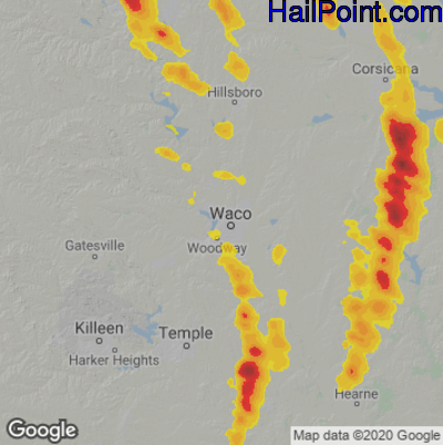 Hail Map Waco, TX June 01, 2025 