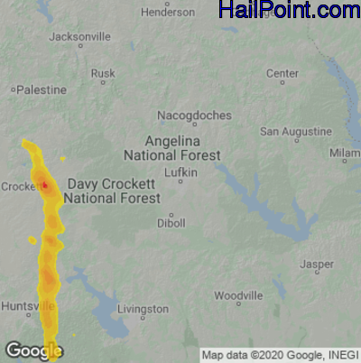 Hail Map Lufkin, TX June 01, 2025 