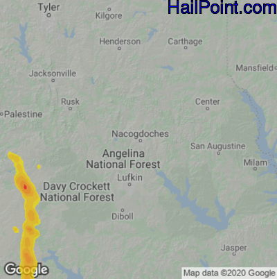 Hail Map Nacogdoches, TX June 01, 2025 