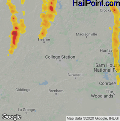 Hail Map College Station, TX June 01, 2025 