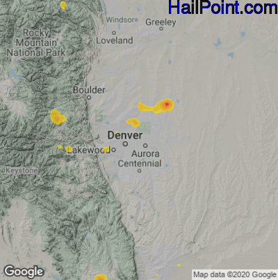 Hail Map Denver, CO June 01, 2025 