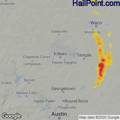 Hail Map Killeen, TX June 01, 2025 