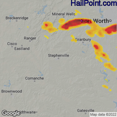 Hail Map Stephenville, TX June 01, 2025 
