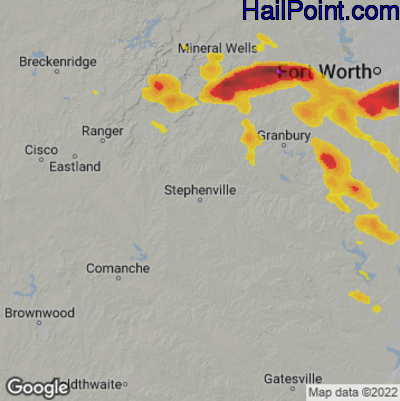 Hail Map Stephenville, TX June 01, 2025 