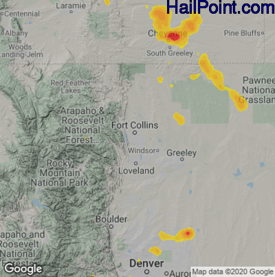 Hail Map Fort Collins, CO June 01, 2025 