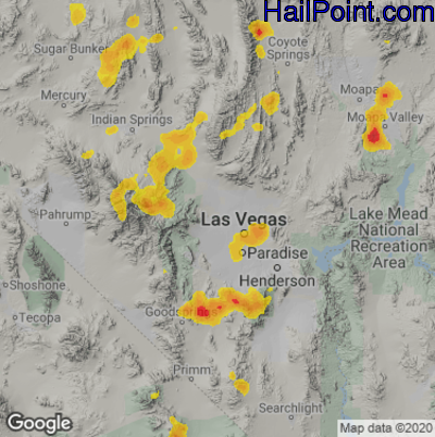 Hail Map for Las Vegas, NV Region on June 3, 2025