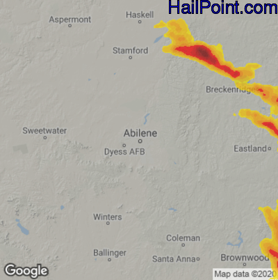 Hail Map for Abilene, TX Region on June 3, 2025