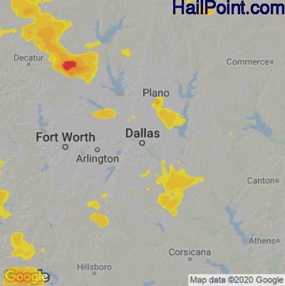 Hail Map for Dallas, TX Region on June 4, 2025