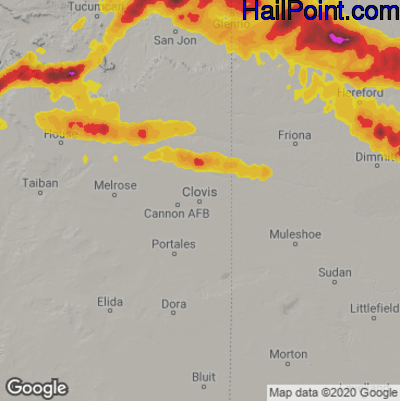 Hail Map for Clovis, NM Region on June 5, 2025