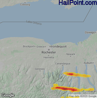 Hail Map for Rochester, NY Region on June 5, 2025