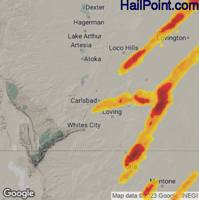 Hail Map for Carlsbad, NM Region on June 5, 2025