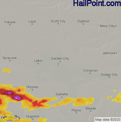 Hail Map for Garden City, KS Region on June 5, 2025