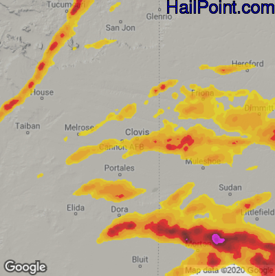 Hail Map for Clovis, NM Region on June 5, 2025