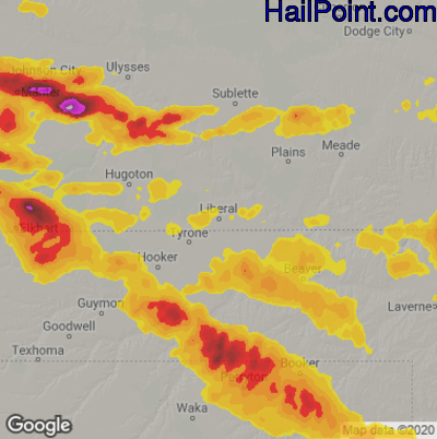 Hail Map for Liberal, KS Region on June 5, 2025