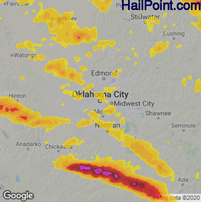 Hail Map for Oklahoma City, OK Region on June 5, 2025