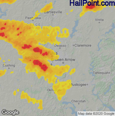 Hail Map for Tulsa, OK Region on June 6, 2025 