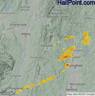 Hail Map for Pittsfield, MA Region on June 6, 2025