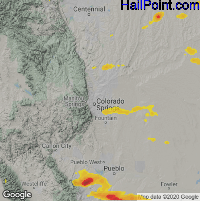 Hail Map for Colorado Springs, CO Region on June 6, 2025