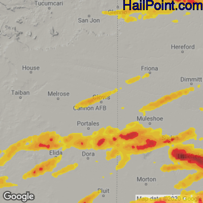 Hail Map for Clovis, NM Region on June 6, 2025 