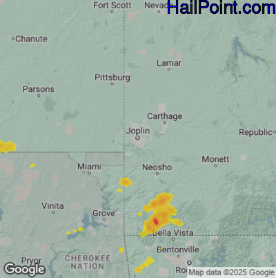 Hail Map for Joplin, MO Region on June 7, 2025