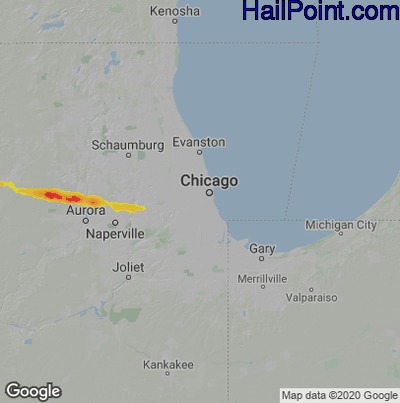 Hail Map Chicago, IL June 08, 2025 