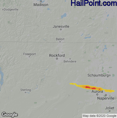 Hail Map Rockford, IL June 08, 2025 