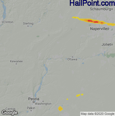 Hail Map Peru, IL June 08, 2025 