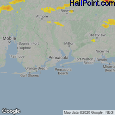 Hail Map for Pensacola, FL Region on June 8, 2025