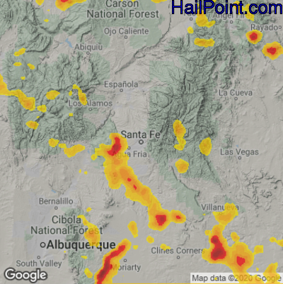 Hail Map Sante Fe, NM June 09, 2025 